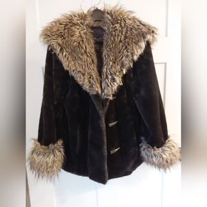 Terry Lewis Black Faux Fur Jacket Sz S